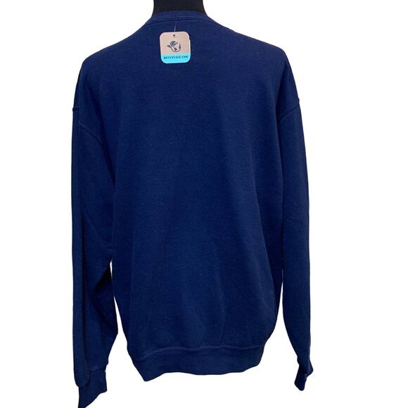 Hand Printed Large Upcycled Pumpkin Autumn Fall Flower Long Sleeve Sweatshirt - Picture 3 of 3